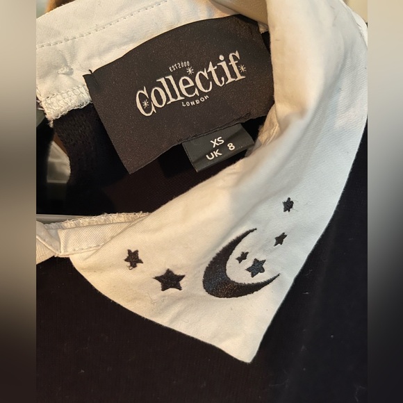 Collectif Unique Vintage Moon and Star Collar Cropped Sweater Size XS - Picture 2 of 3